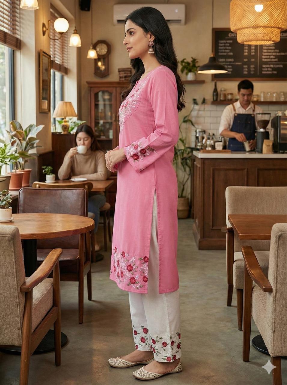 Pink Blossom Embroidered Co-ord Set