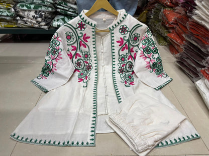 Ivory Garden Embroidered Jacket Set